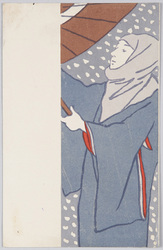 傘を差す頭巾の女性と雪 / Hooded Woman Putting Up an Umbrella and Snow image