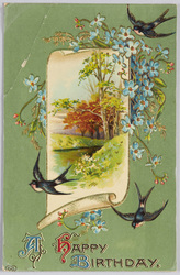 A HAPPY BIRTHDAY(ツバメと青い花)(外国製) / A Happy Birthday (Swallows and Blue Flowers) (Foreign-Made) image