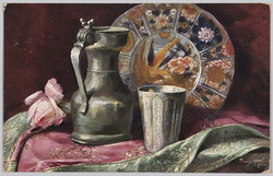 水差しとコップと絵皿(Raphael Tuck＆Sons’”OILETTE”Postcard 6161 ARTS AND CRAFTS.)(外国製) / Water Jug, Cup, and Decorated Plate (Raphael Tuck &amp; Sons' ''Oilette" Postcard 6161 Arts and Crafts) (Foreign-Made) image