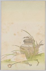 壺、稲穂、扇と柄杓 / Pot, Rice Ears, Fan, and Dipper image