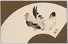 扇に鶏二羽/Two Chickens on a Fan image