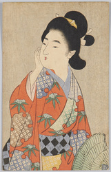 編み笠を持つ女性 / Woman Holding a Braided Hat  image